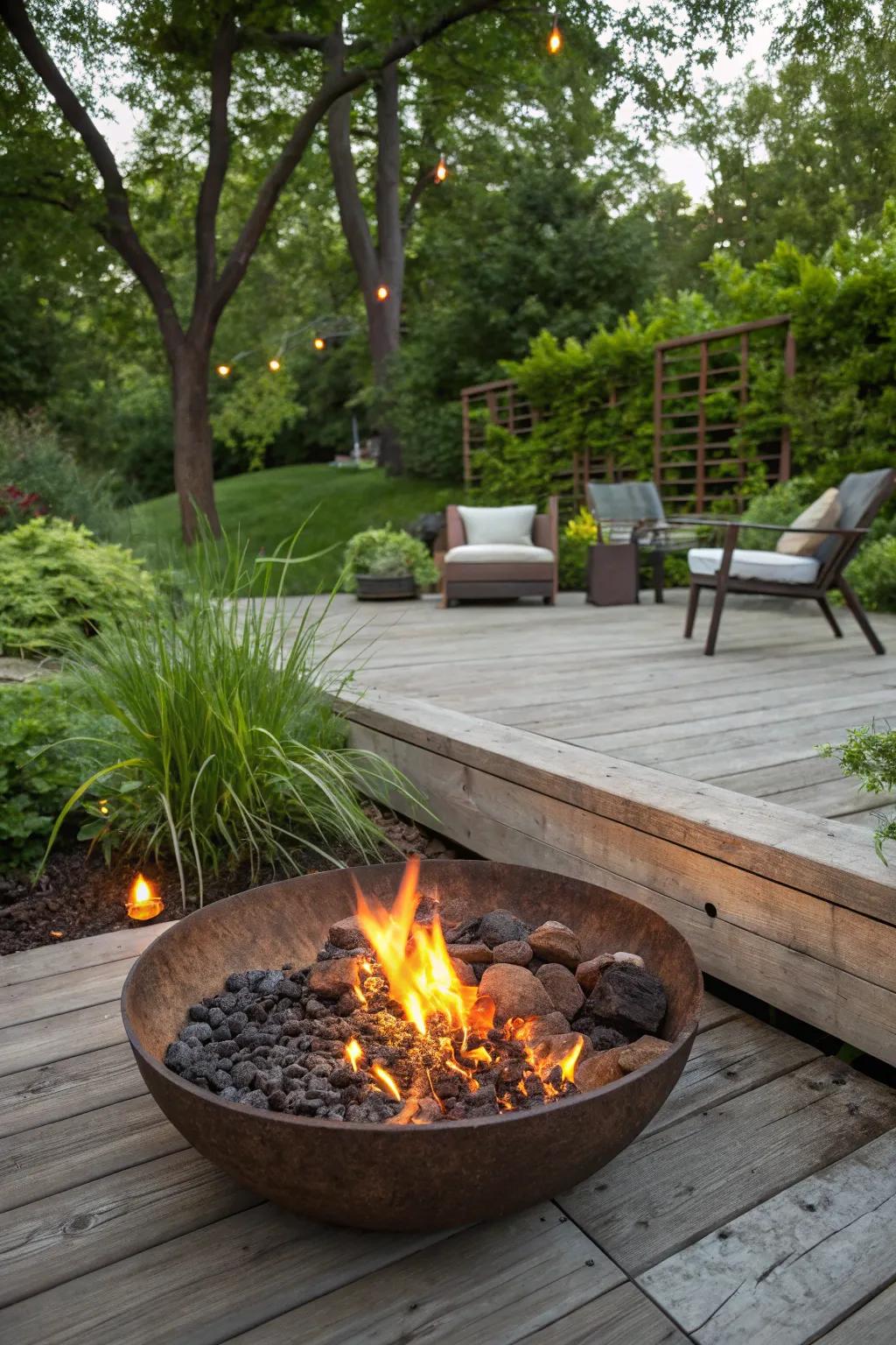 Use an in-ground design to blend your fire pit in with nature for a seamless appearance.