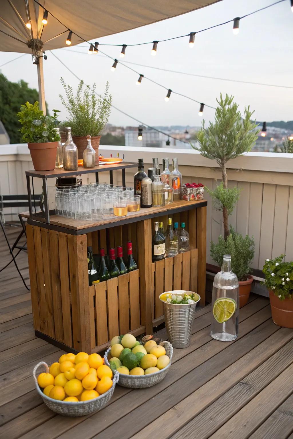 A custom drink station promotes fun and ingenuity.