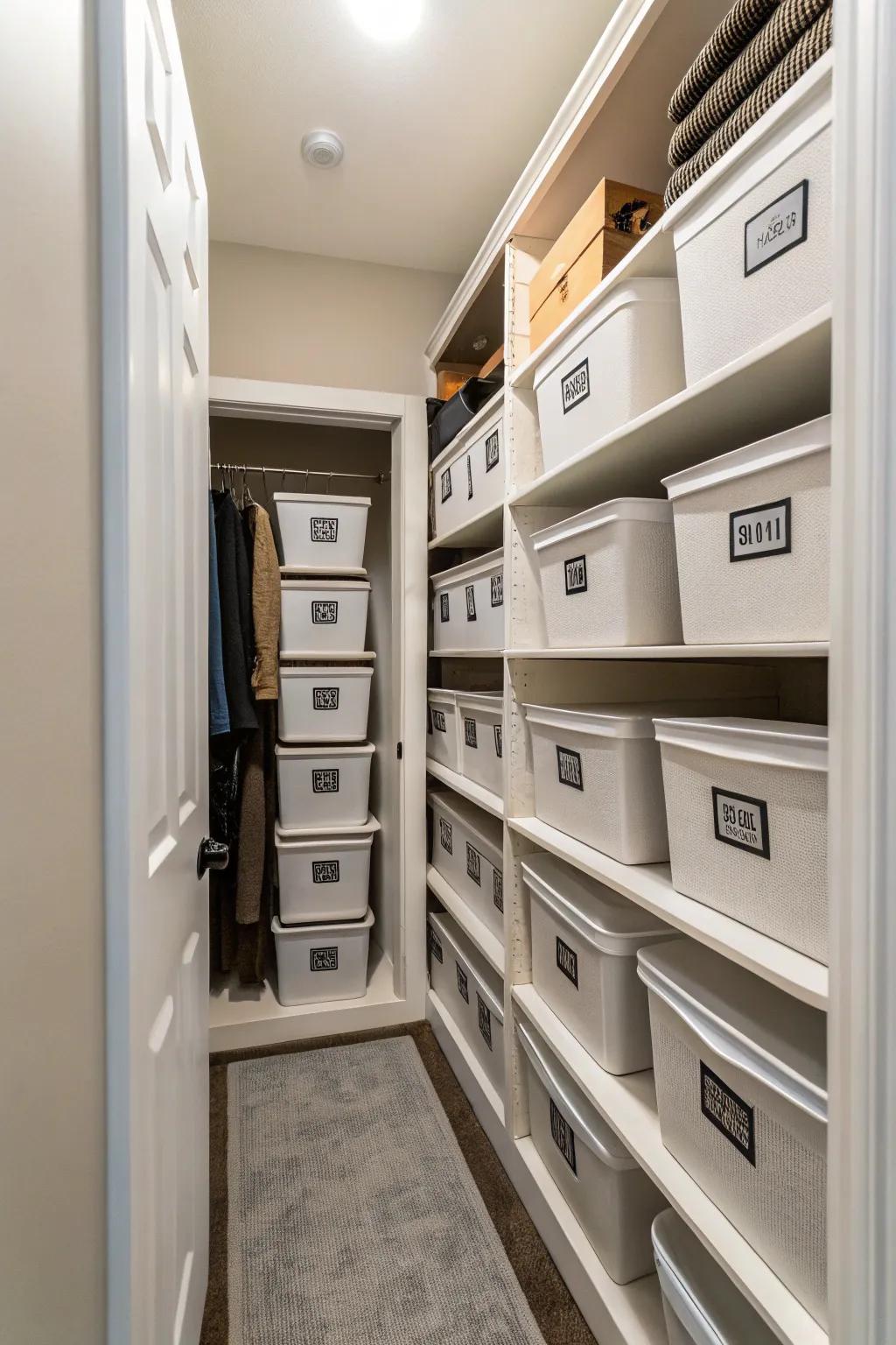 Enhance organization and access using storage bins.