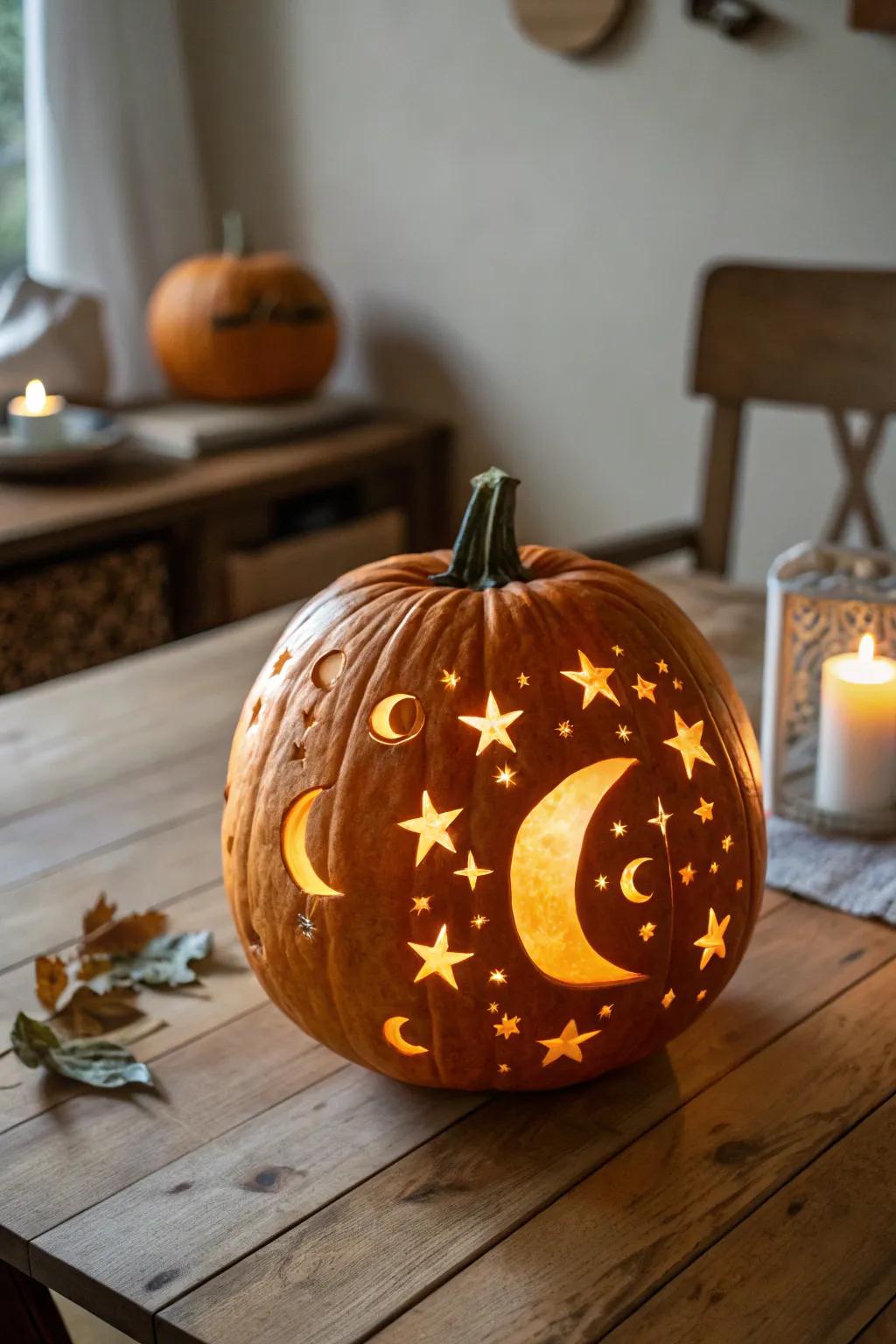 Celestial carvings that sprinkle a touch of magic onto Halloween.