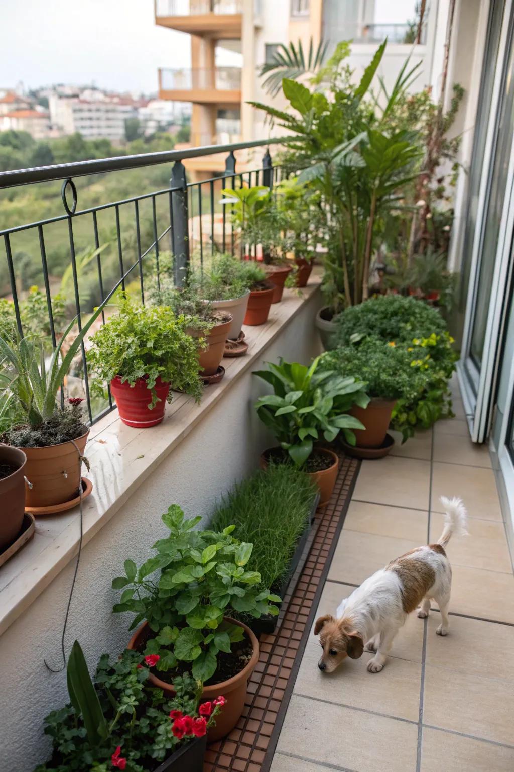 Canine-appropriate greenery brings a green note to every balcony.