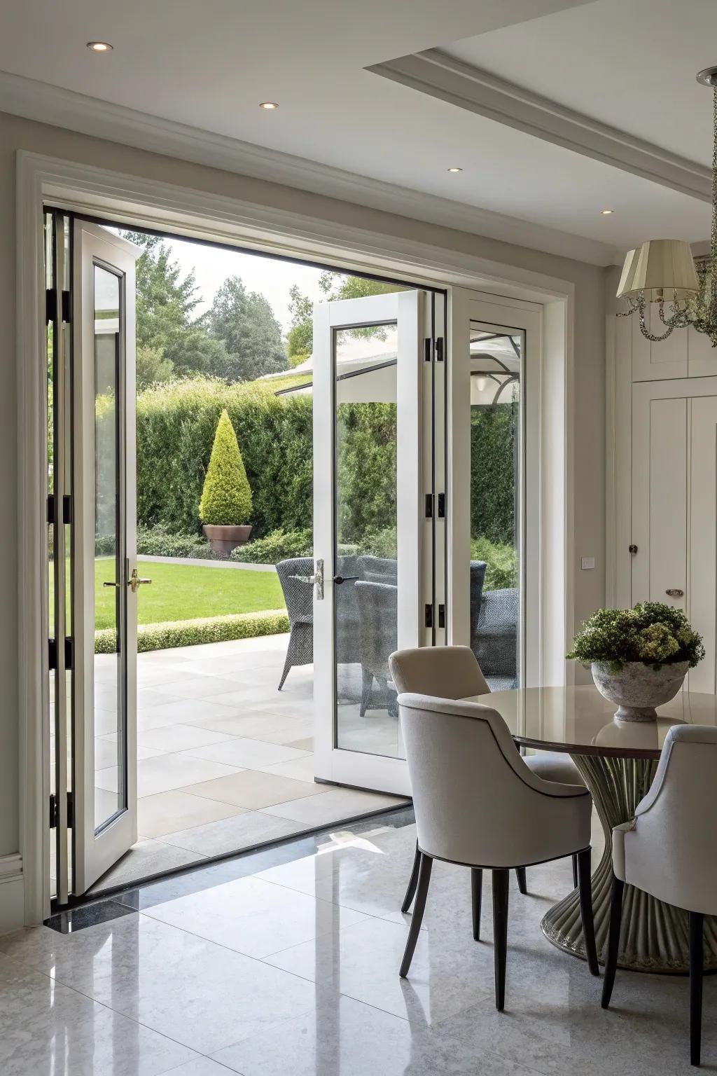 Revel in adaptability and panache with folding doors.