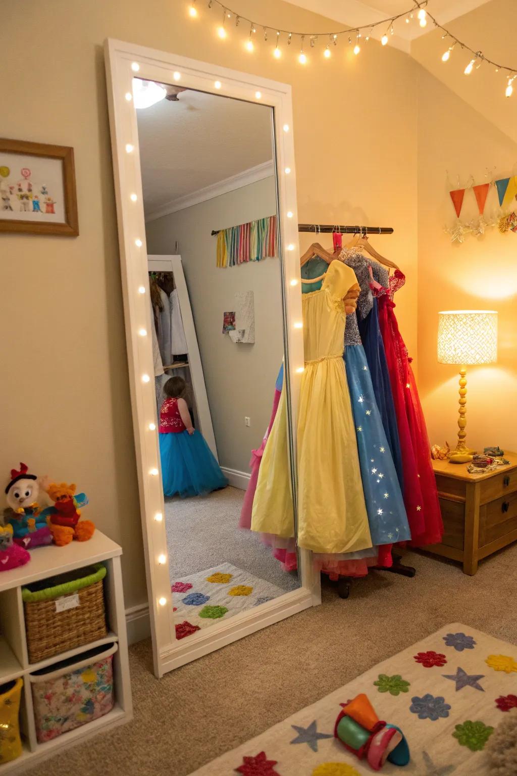 A full-length mirror is the perfect finishing touch for the costume corner.