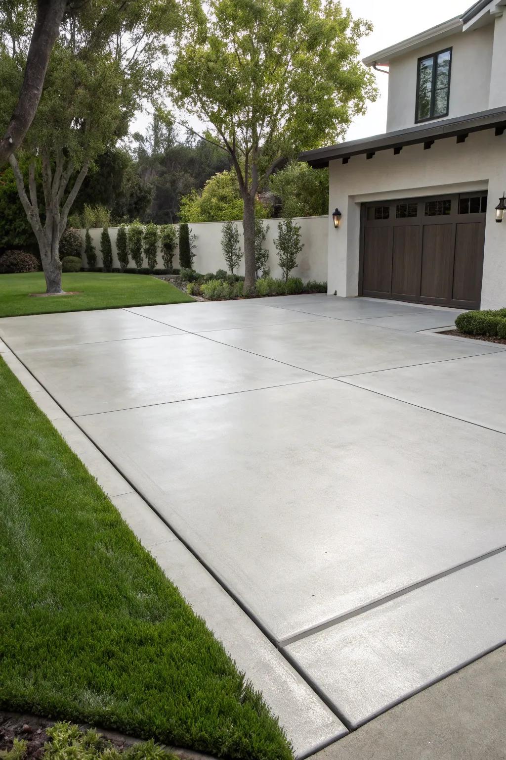 A current cement driveway delivers a refined and fashionable method.