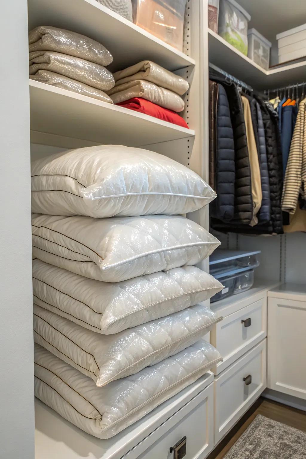 Vacuum storage bags ingeniously maximize space utilization.