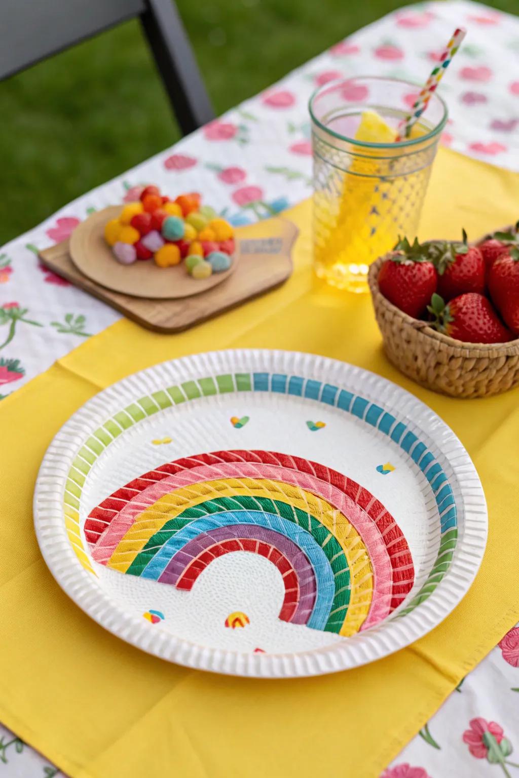 A woven rainbow infuses vivacity into any area.