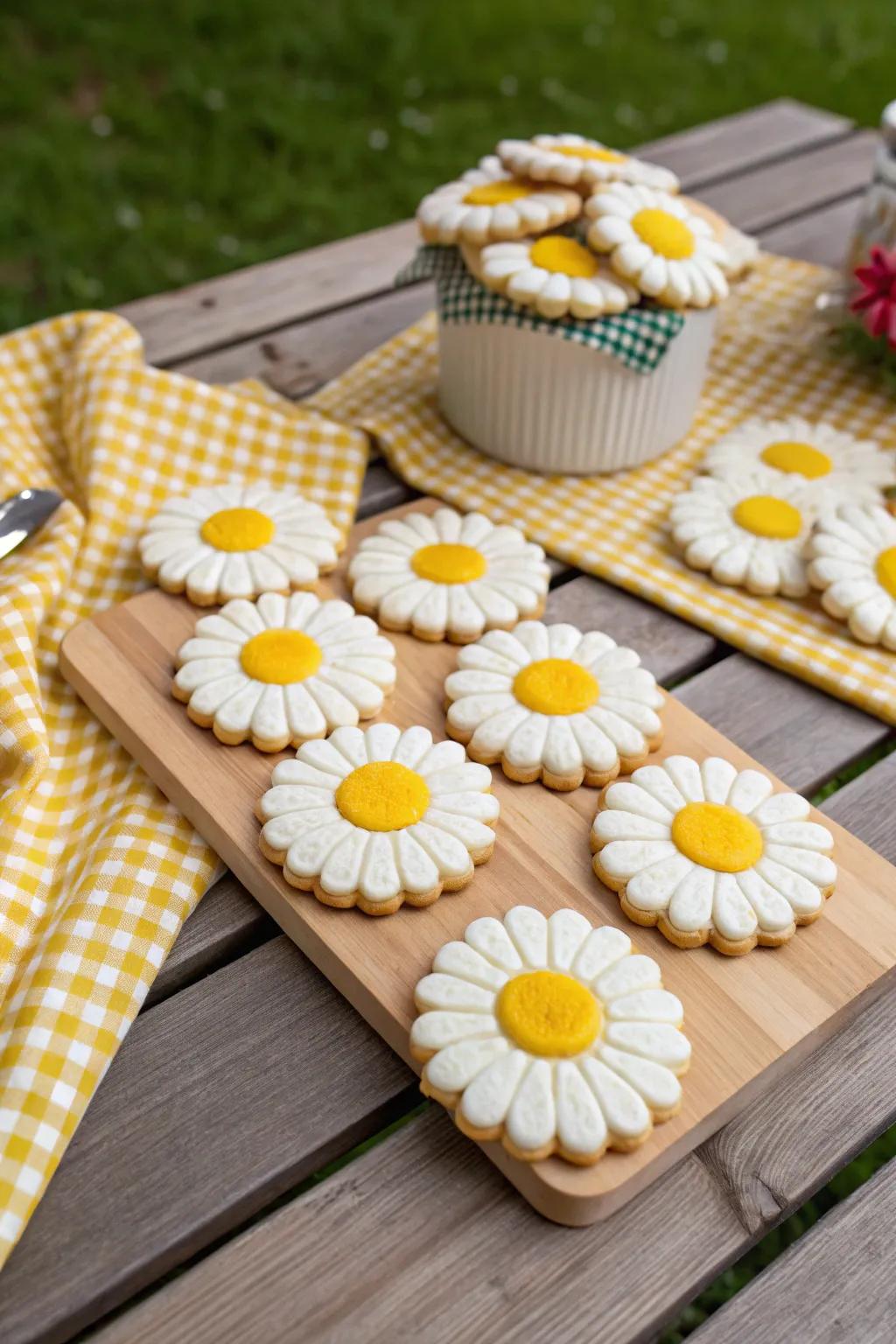Cheerful daisy biscuits to brighten any day.