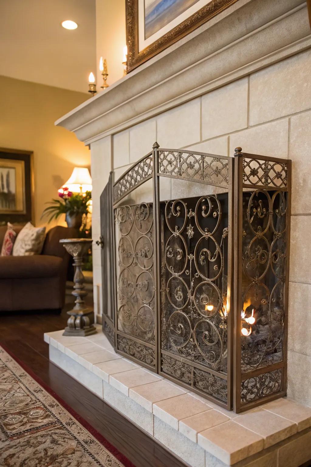 Add refinement through a design panel intended for your fireplace.