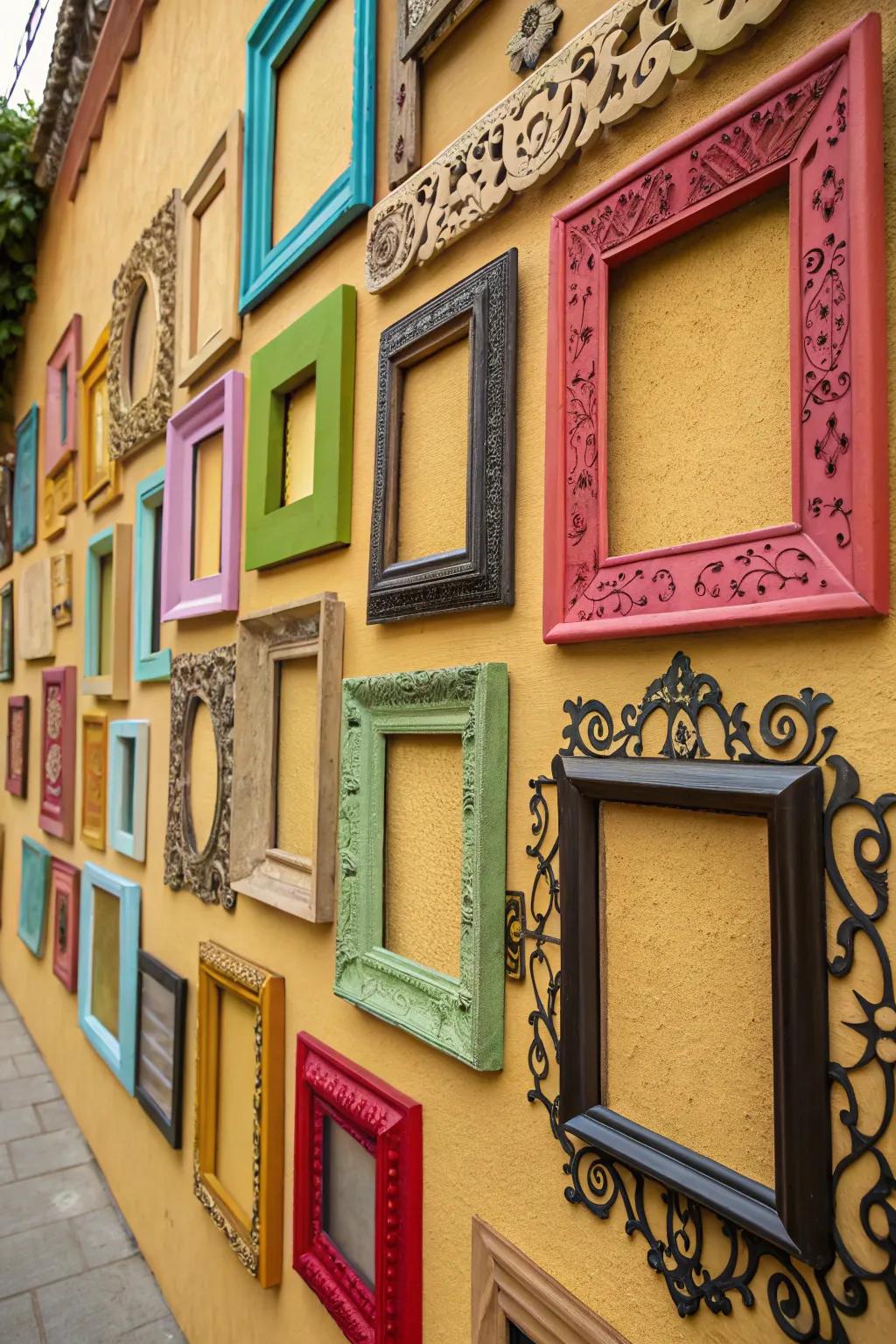 An assortment of mixed frames breathing life into the wall.