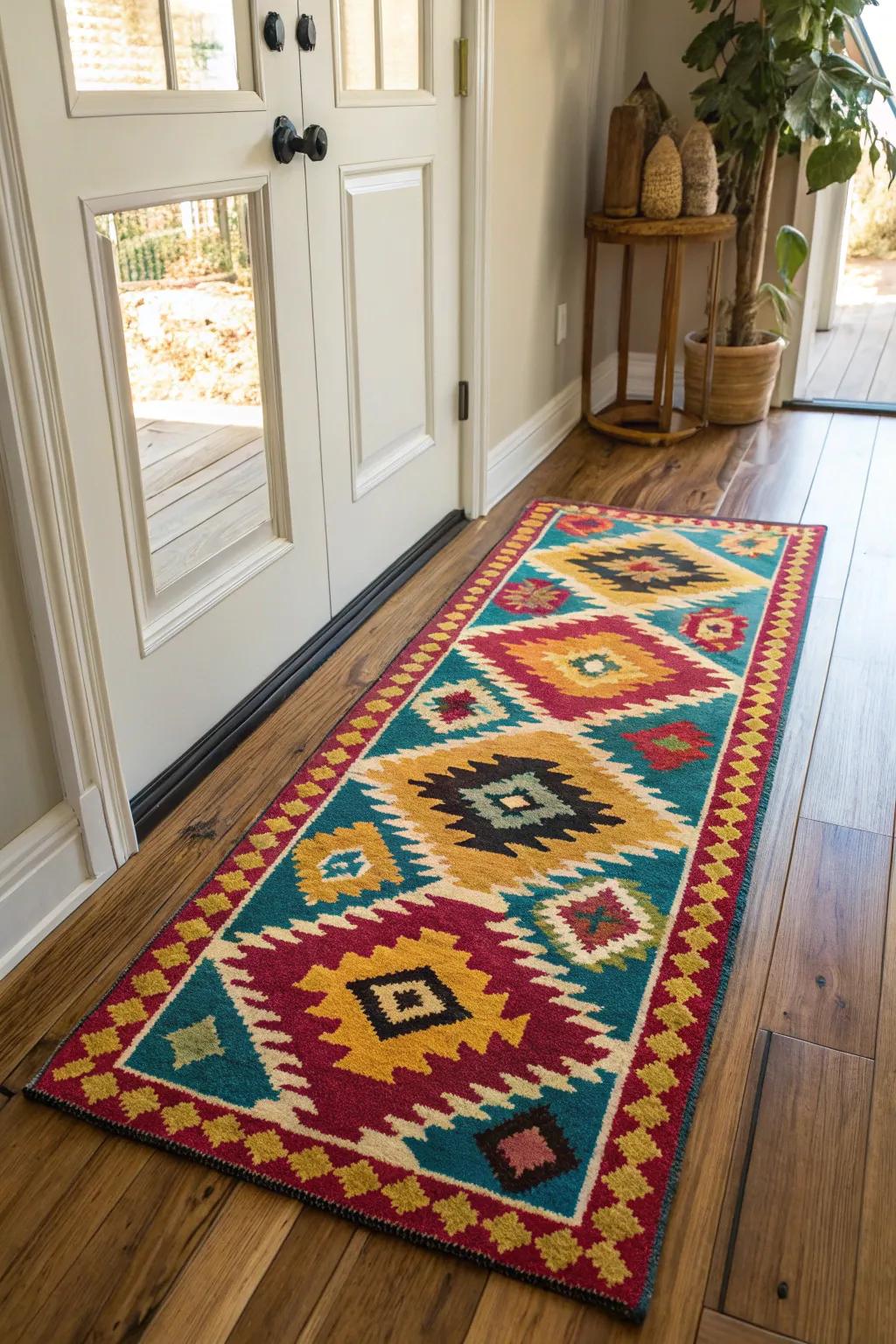 A rug adds comfort and character, inviting guests into the home.
