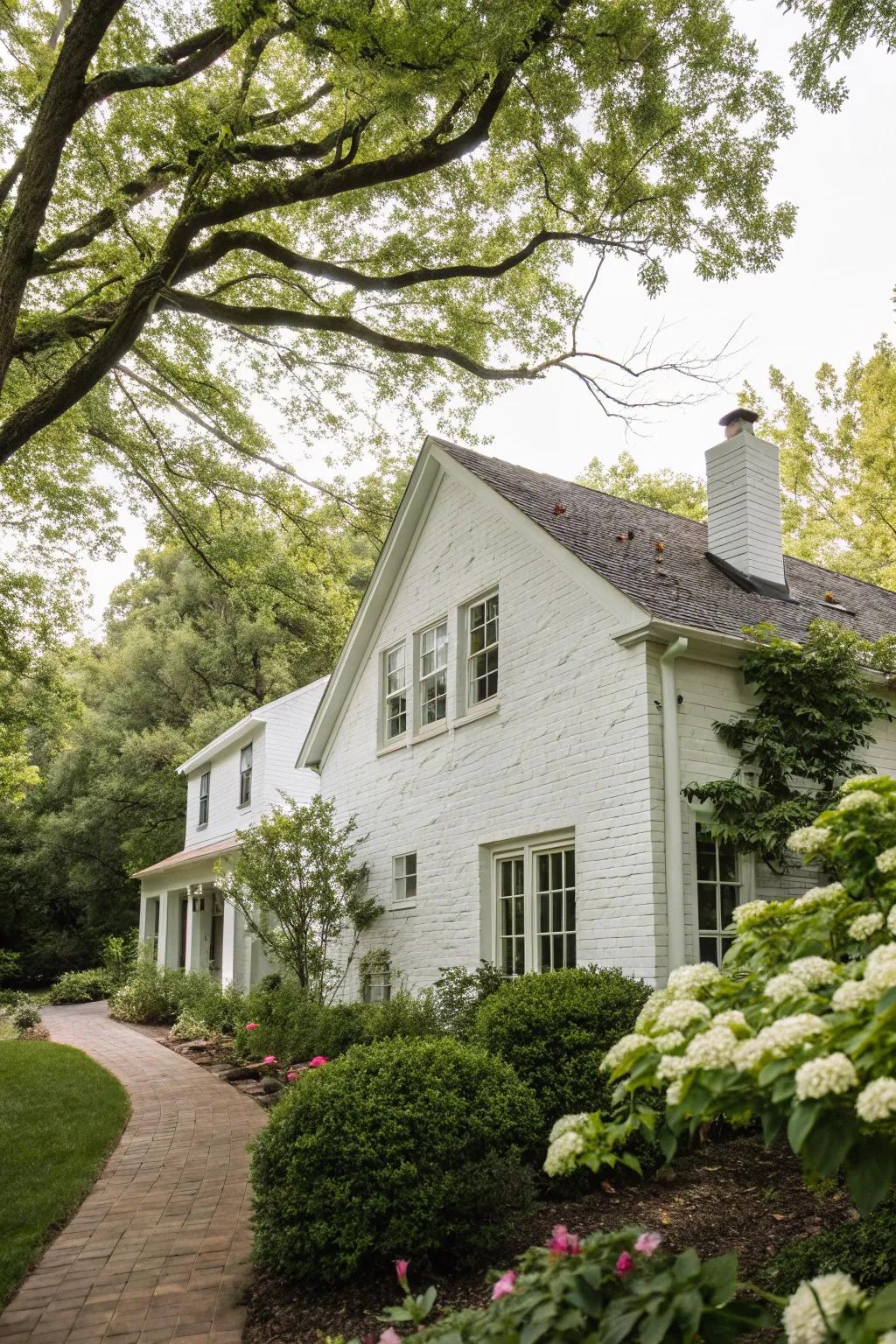 Light washed brick evokes an attractive, countryside charm.