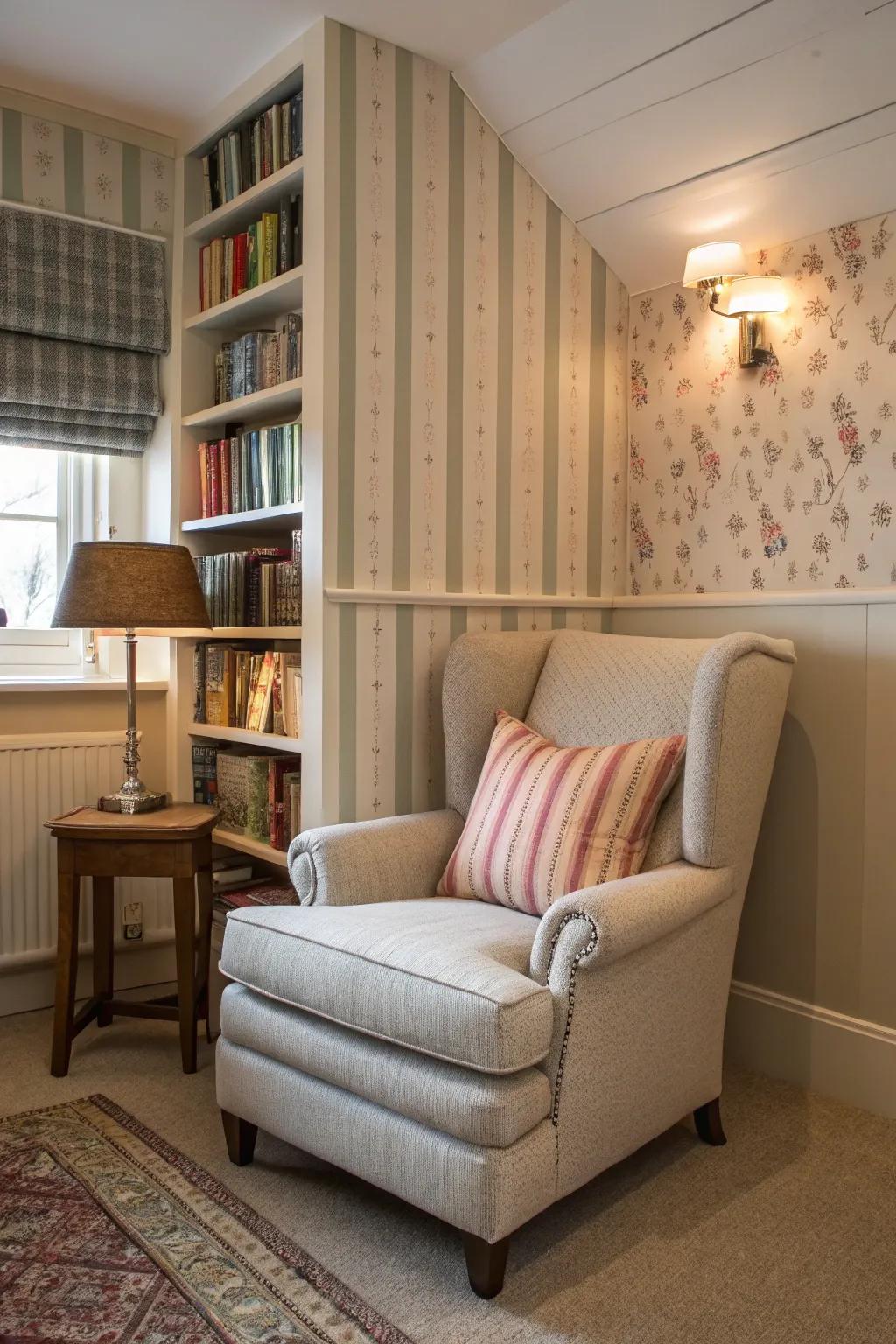 Subtle banded designs add a refined appeal to any reading space.