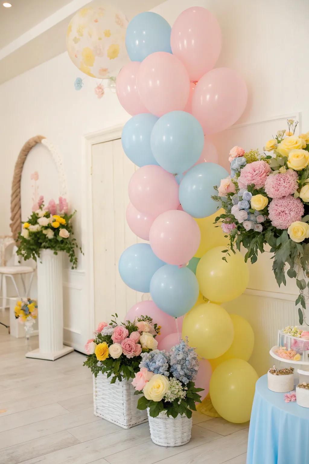 Gentle delicate shades and flower themes determine the atmosphere for a magical fairy celebration.