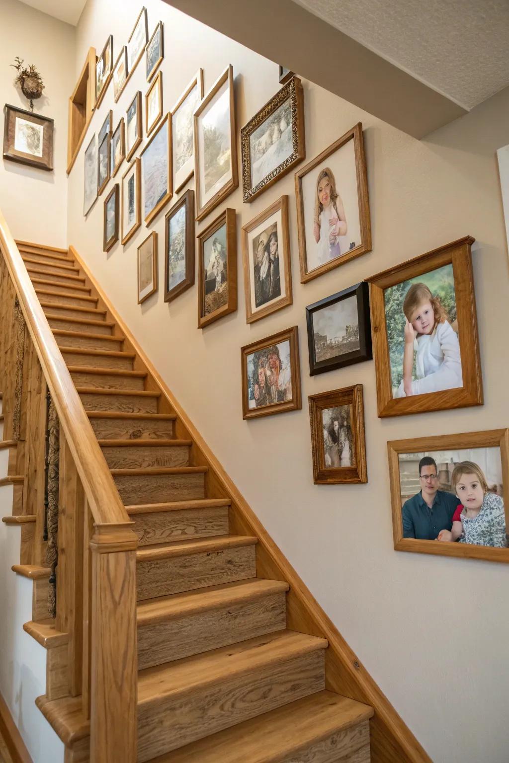 A staircase gallery transforms a neglected space into a storytelling masterpiece.
