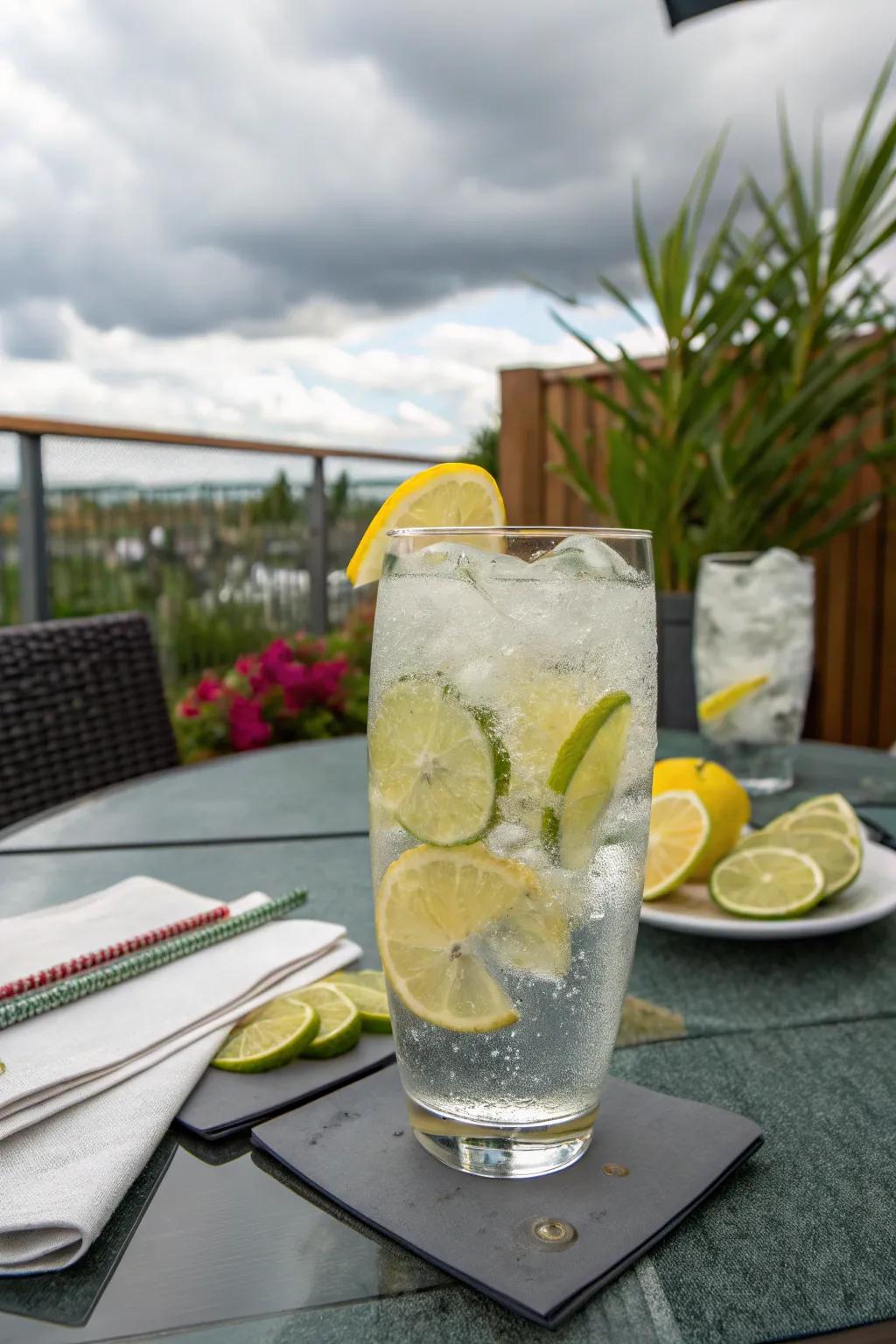 Ice imbued with zesty citrus for a vibrant drink.