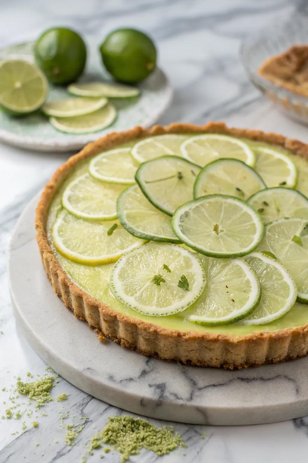 Slender lime slices elegantly positioned for a revitalizing appeal.
