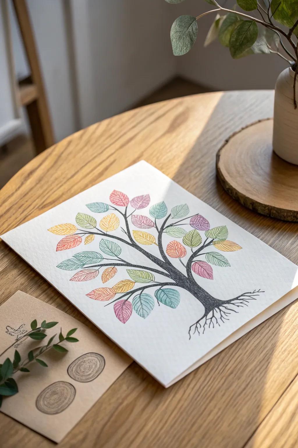 Honor Father's Day with a bespoke imprint foliage card, a stunning tribute to family heritage.