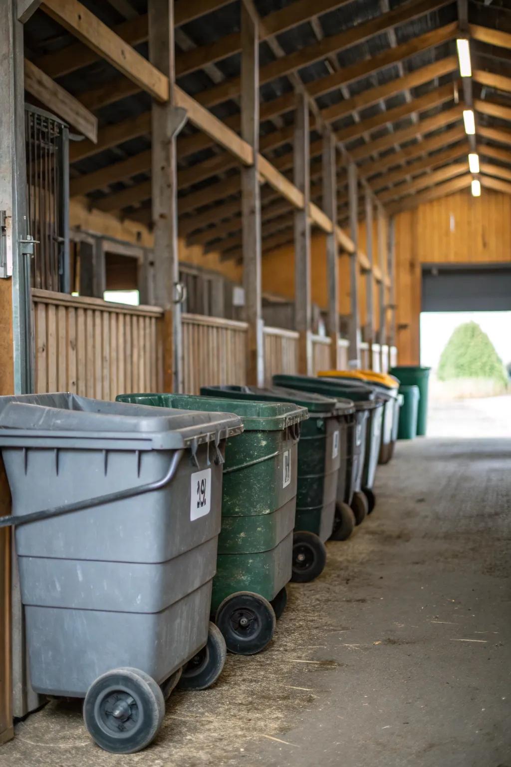 Rolling bins make your feed room more flexible and easier to use.
