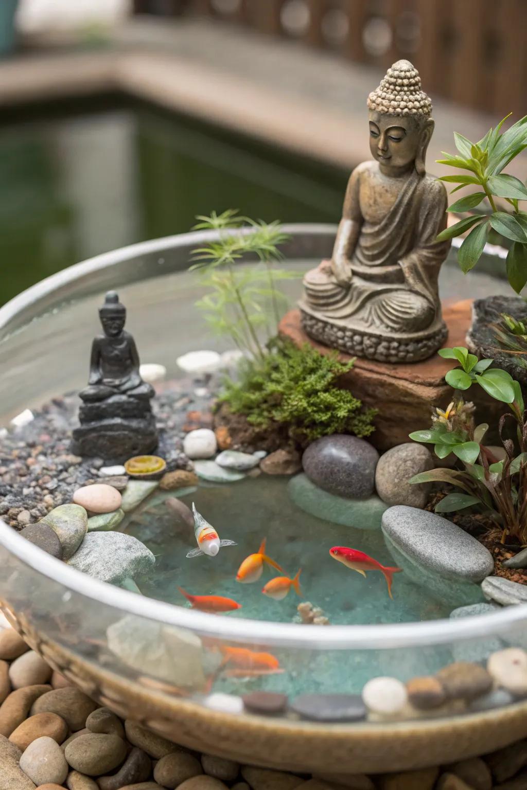 A Zen-inspired aquarium promoting calmness and serenity