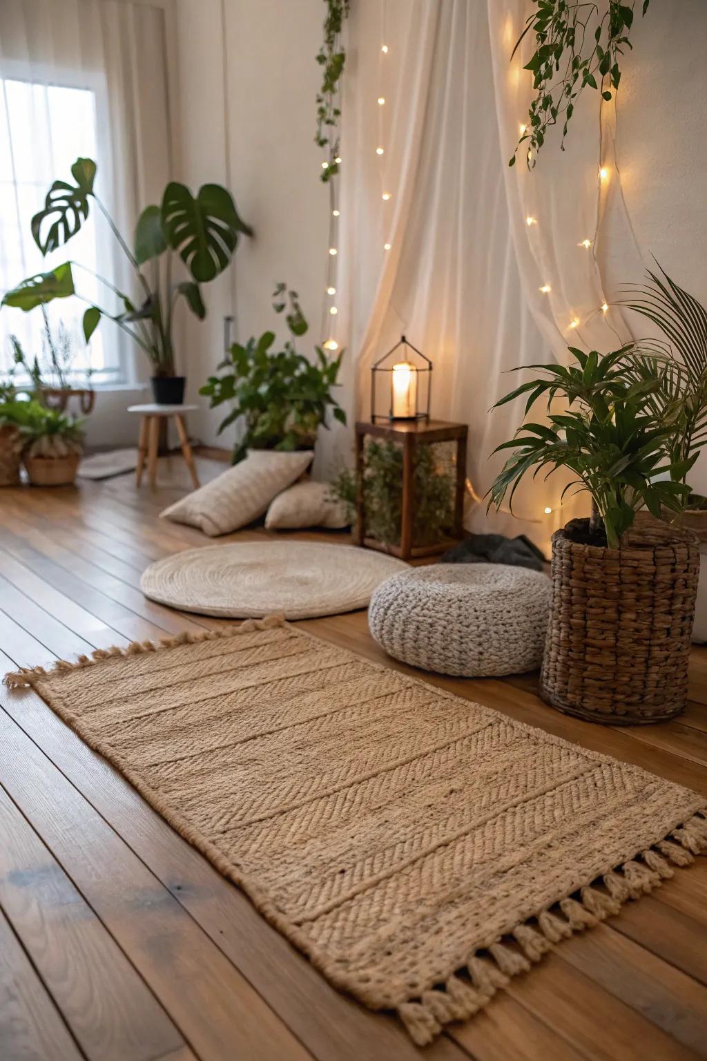 Natural fiber mats offer a comforting, tactile sense and lend a grounded look to any area.