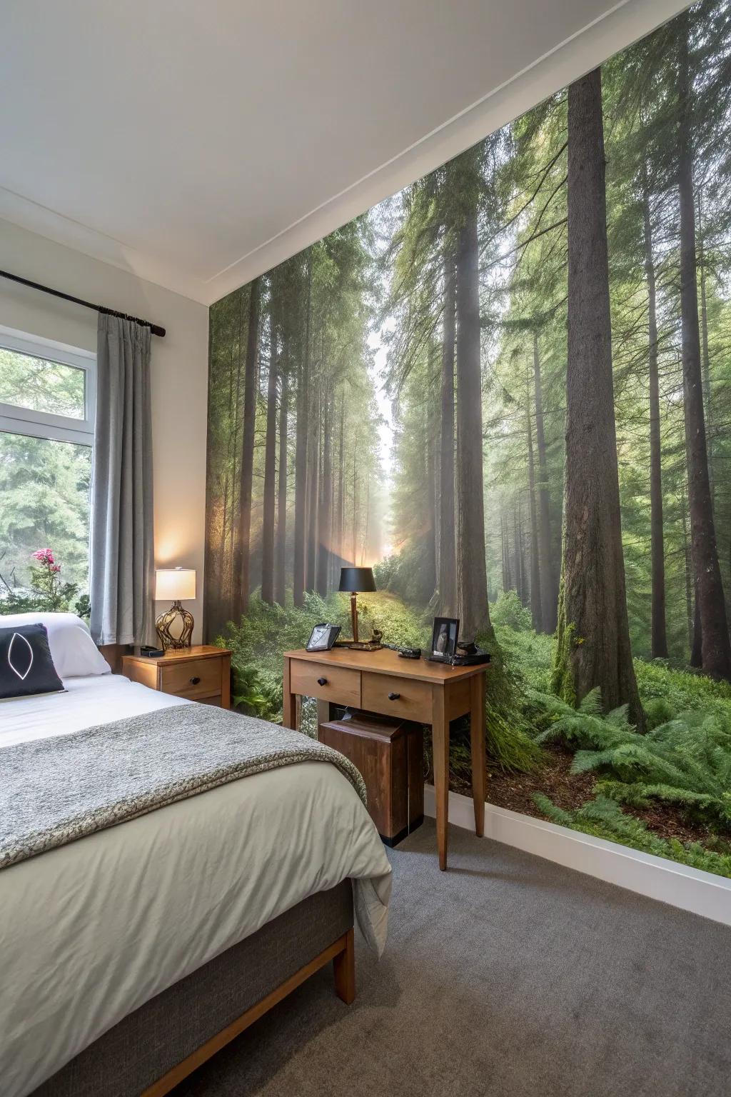 A forest mural transforms your space into a woodland escape.