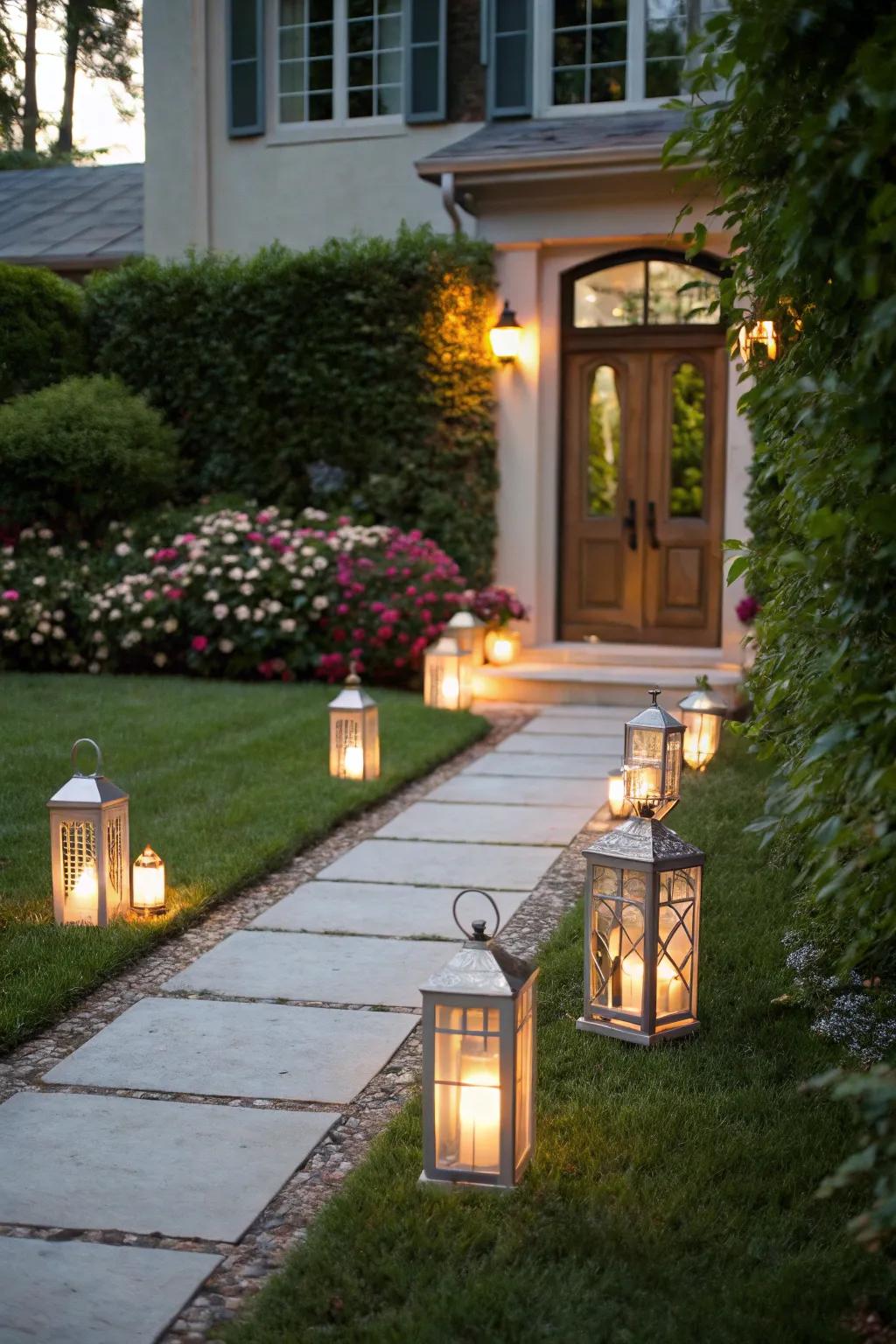 Beacons illuminate the path, contributing warmth and charm to your wedding entrance.