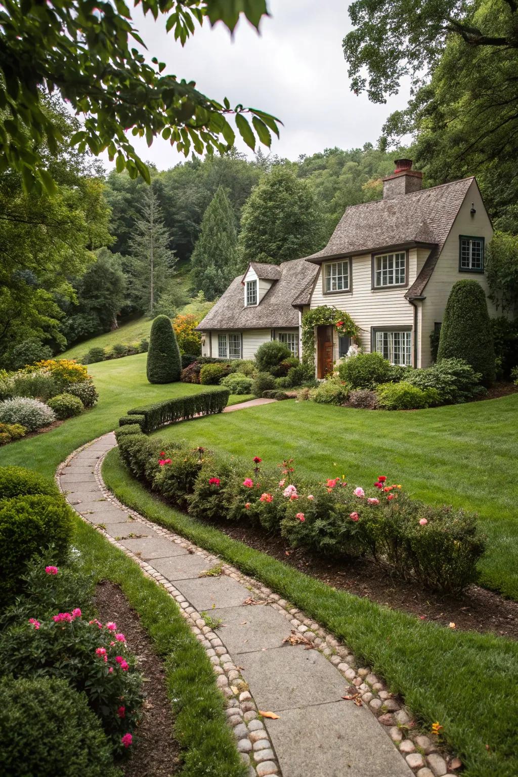 A gorgeously landscaped front garden boosting the home's aesthetic allure