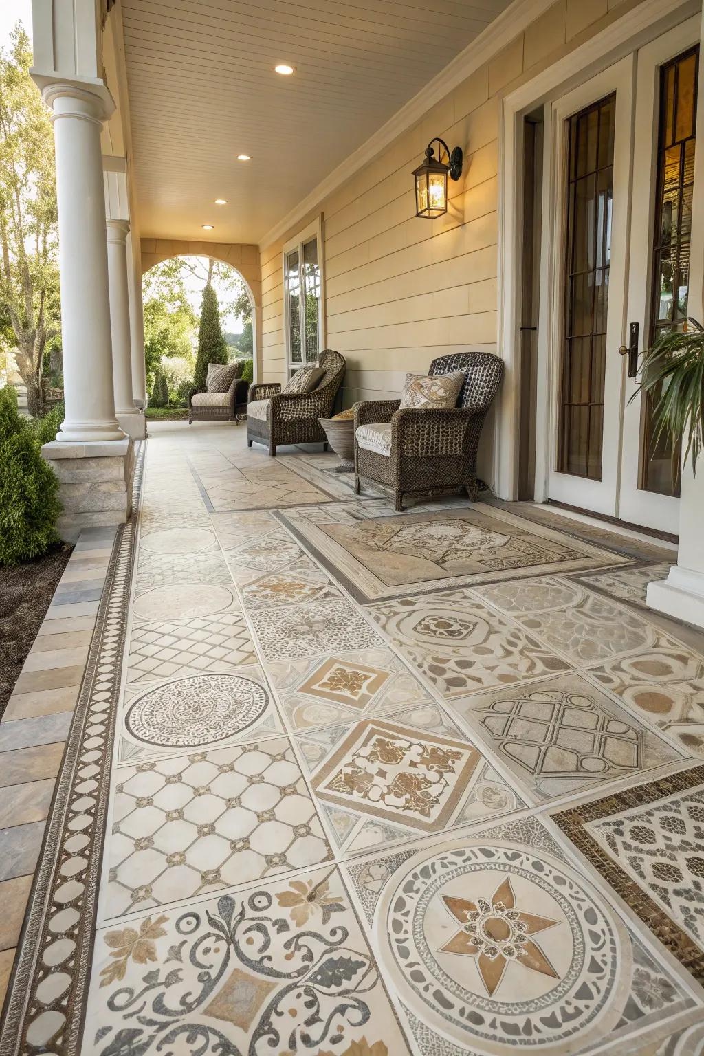 Ceramic squares inject flexibility and flair into any porch ambiance.