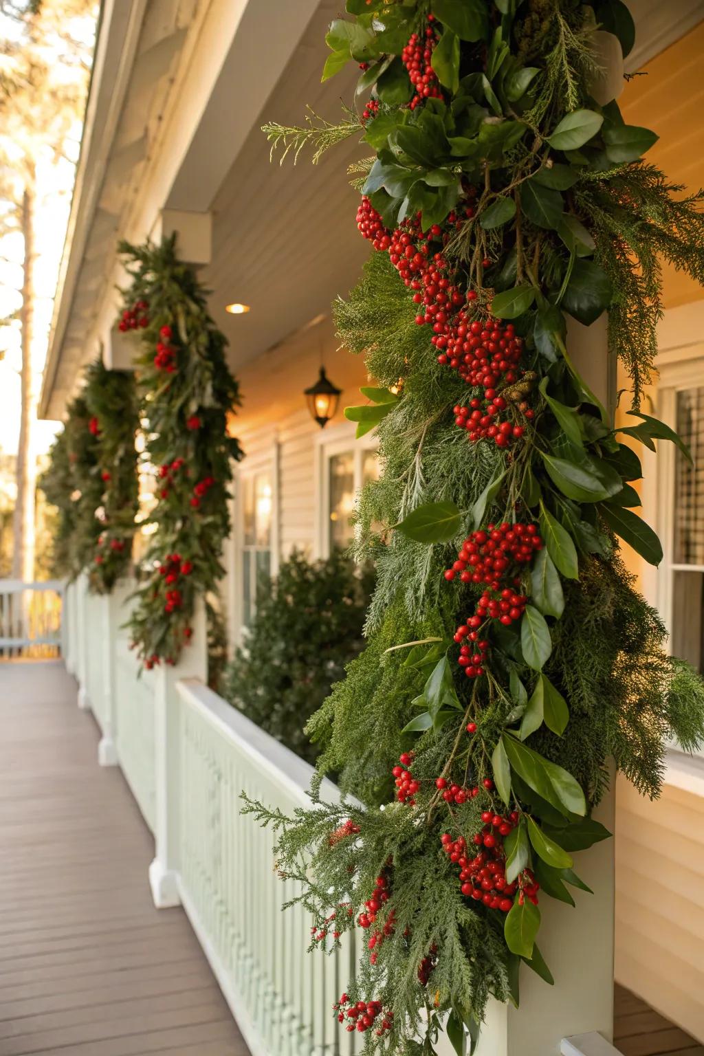 Berry garlands present a cheerful burst of pigment.