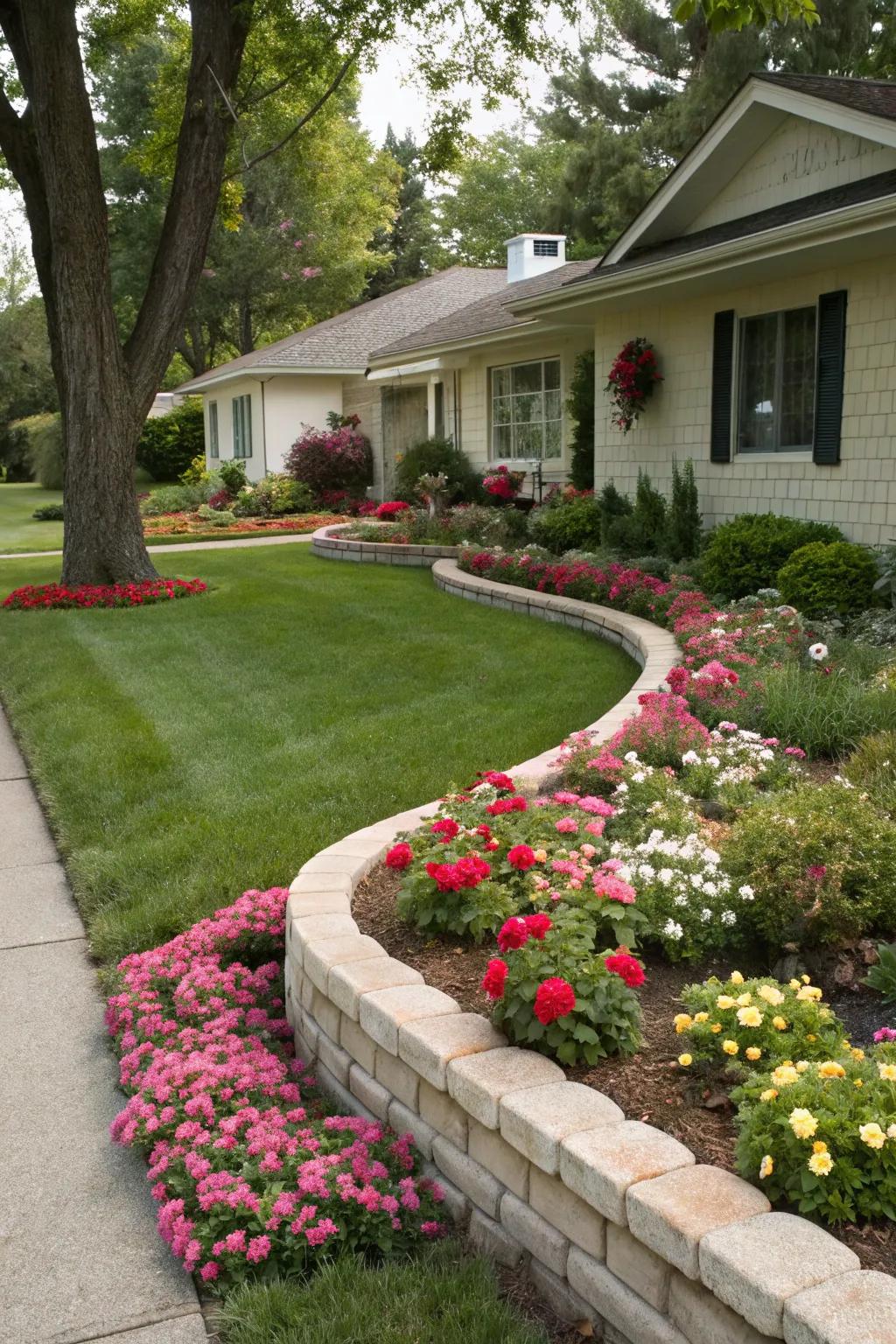 Well-defined borders impart structure and showcase the flower beds beautifully.