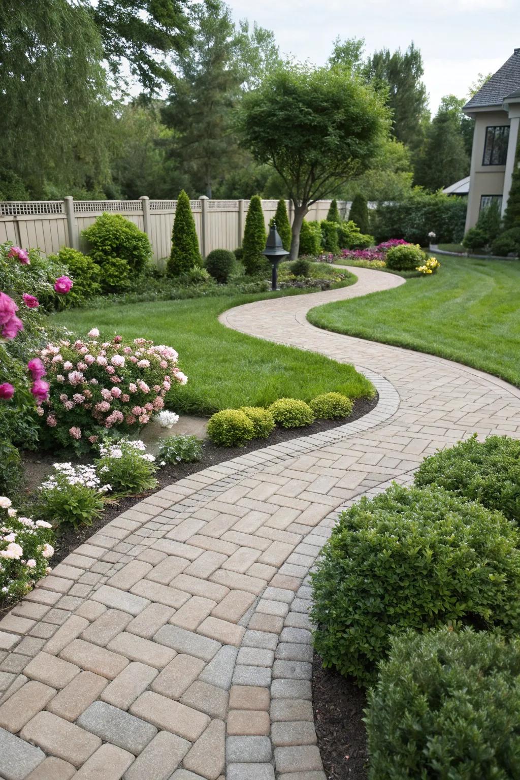 Curved paths establish a gentle, welcoming progression.