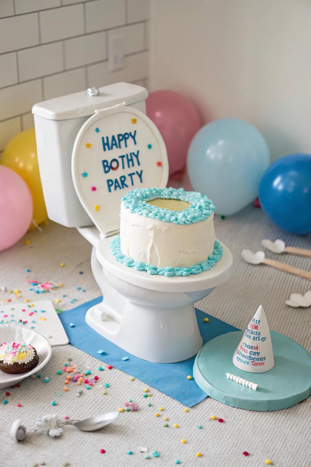 Bid farewell to youth with a flush of humor, courtesy of this rib-tickling 50th birthday confection!