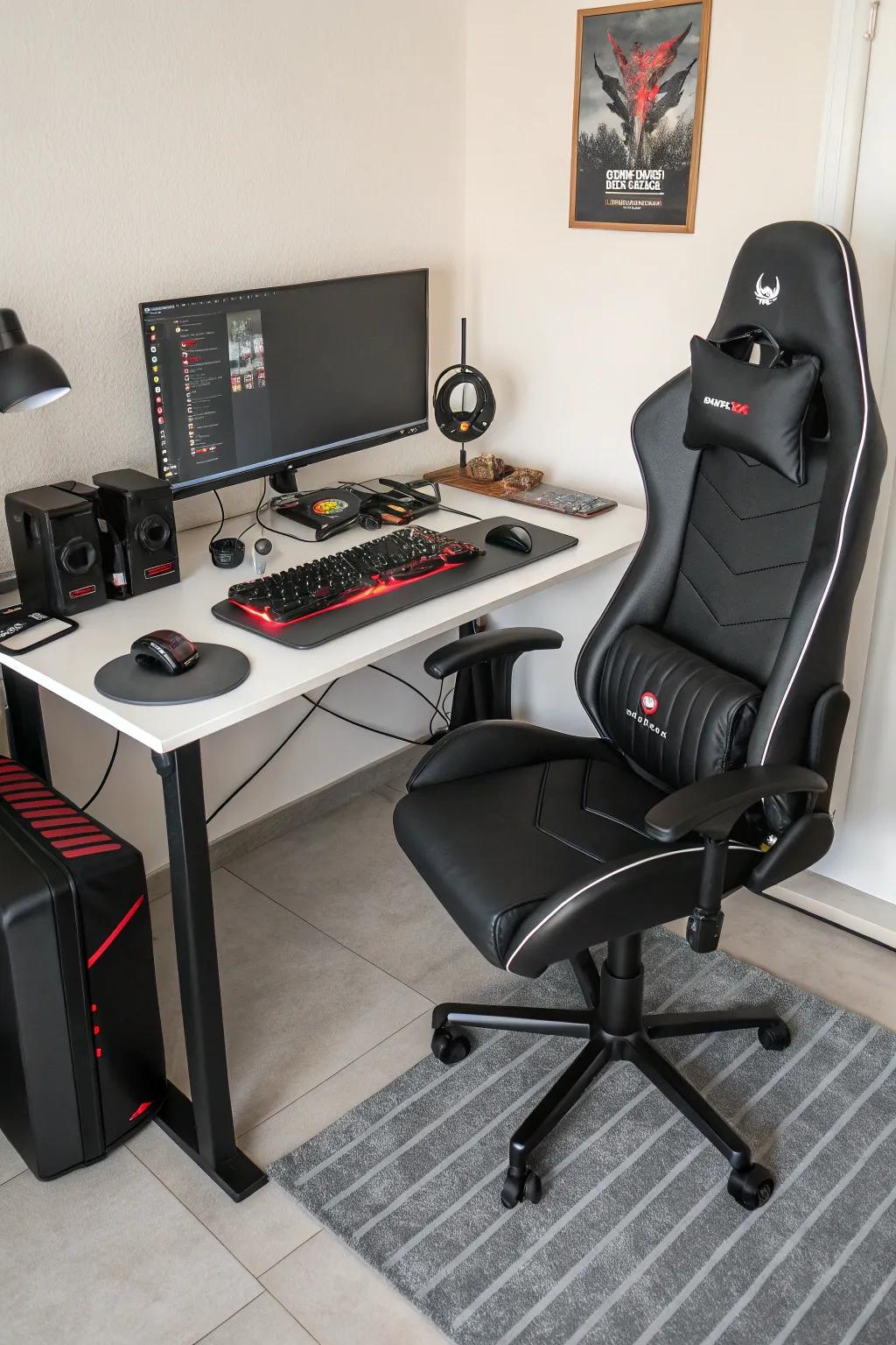 Comfort-focused seating designed for relaxed and lengthy gaming periods.