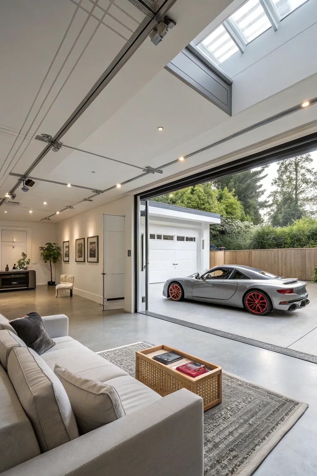 Sleek simplicity turns a garage into a sophisticated space.