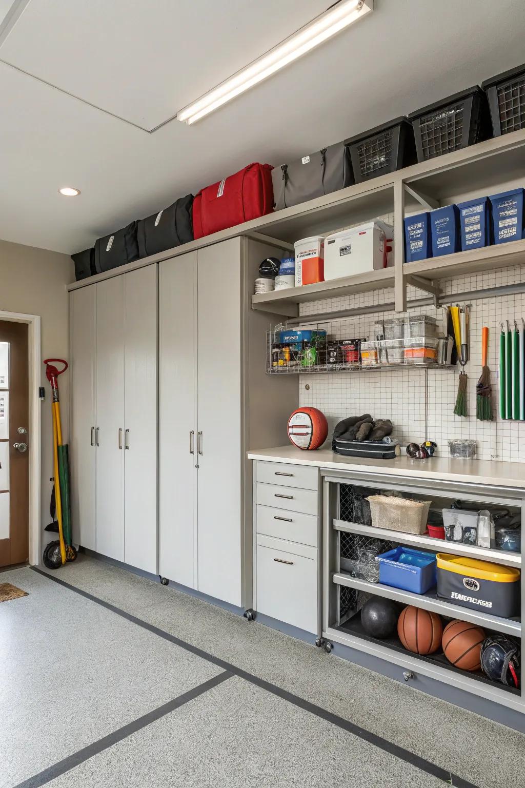 Maximize area with strategic storage solutions.