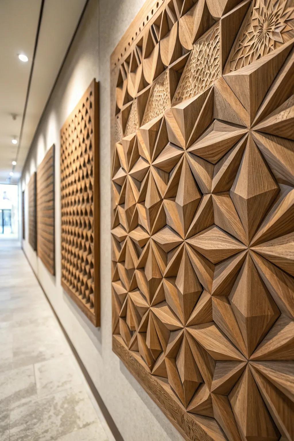The depth and intrigue of geometric wall art is enhanced with 3D textures.
