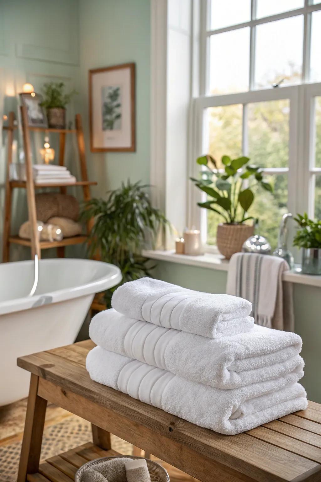 Pamper yourself with these soft and absorbent bath towels.