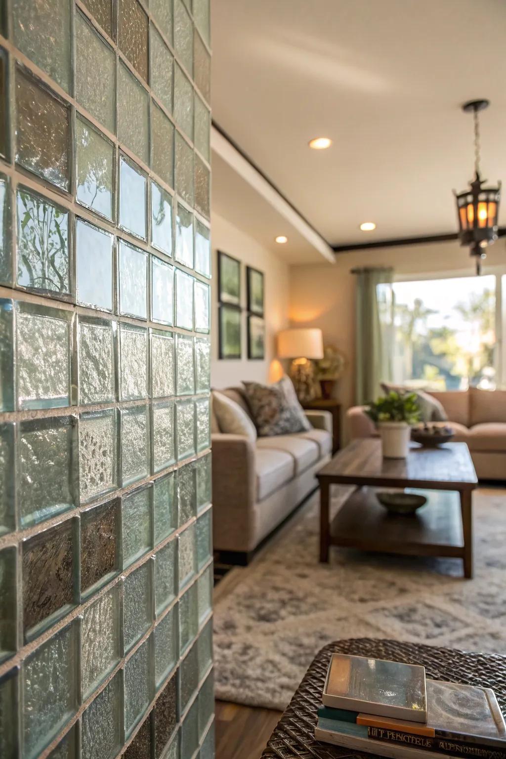 Glass tile accent walls establish dynamic focal points in any space.