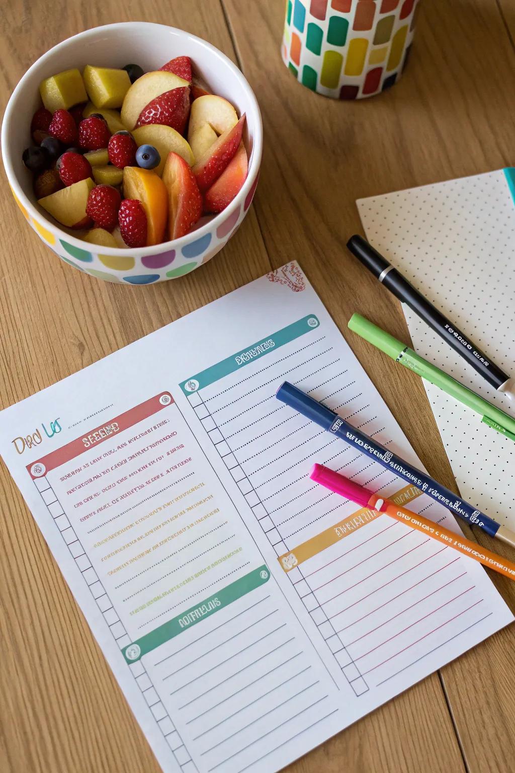 Color-coding adds clarity and a touch of fun to your grocery list.