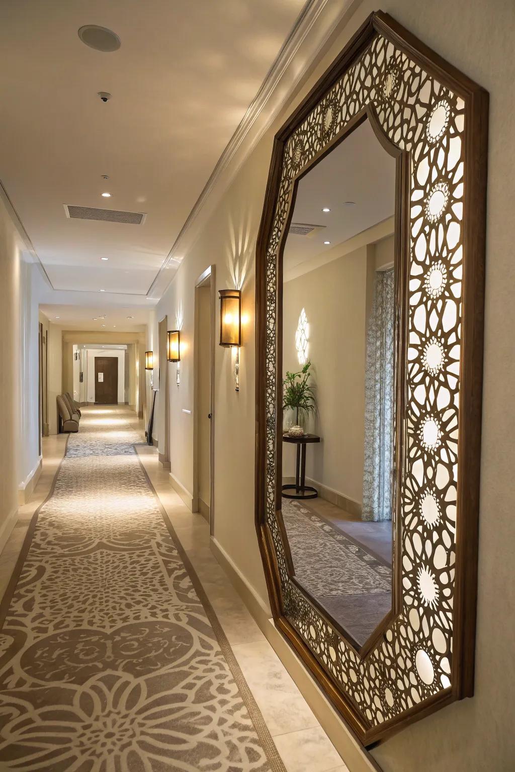 Mirrors have the power to make any hallway feel more spacious and luminous.