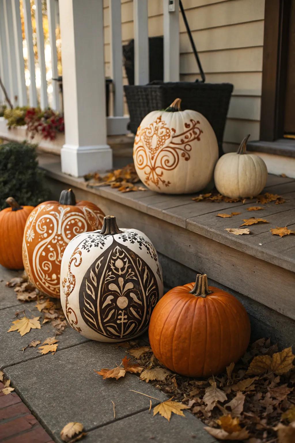 Adhesive film artistry transforms gourds into exquisite Halloween showcases.