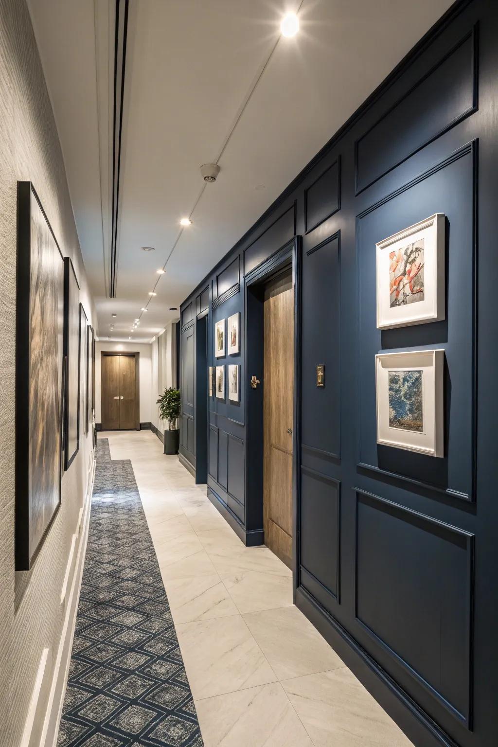 Statement walls inject profundity and individuality into your corridor.