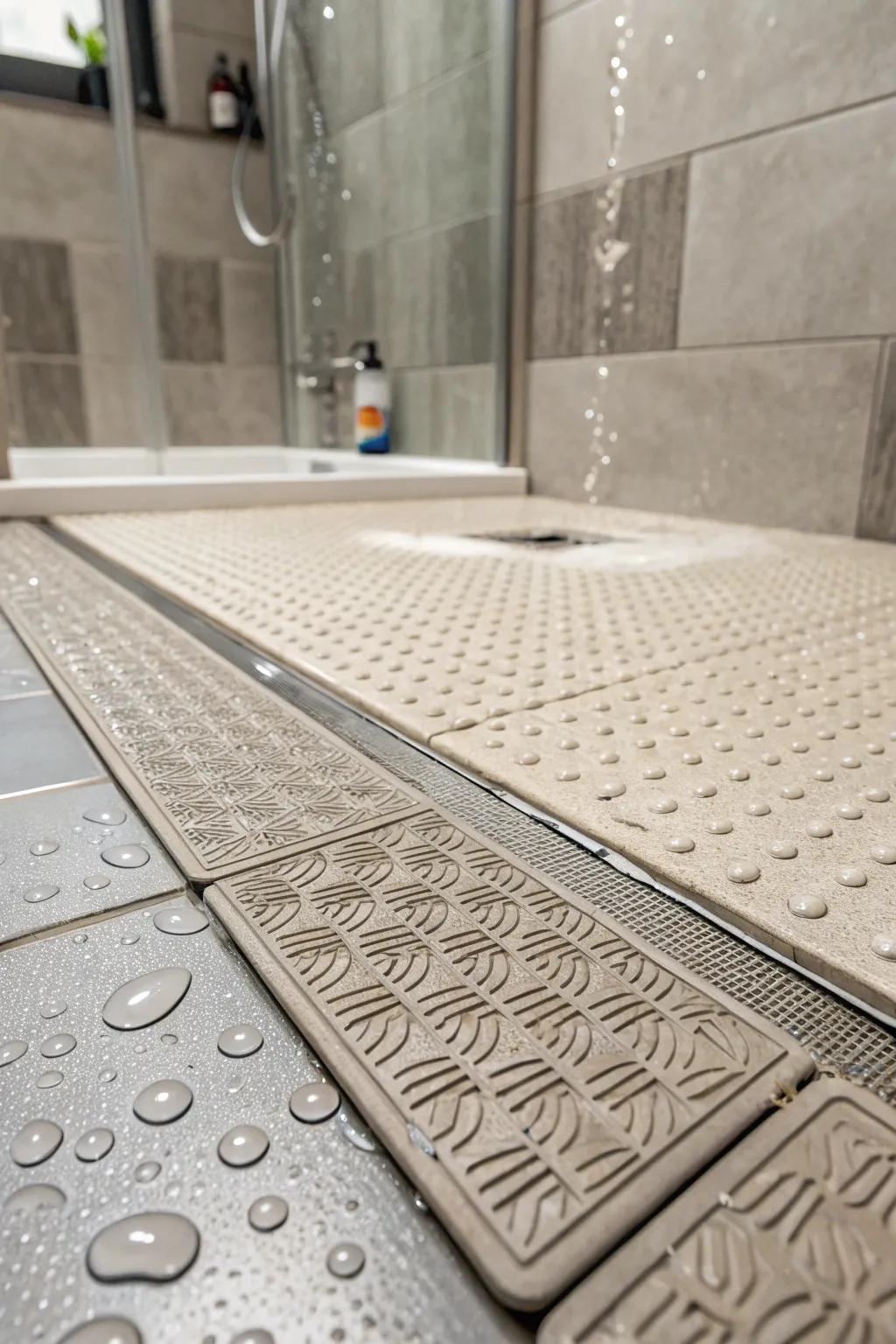 Textured flooring ensures safety while retaining its aesthetic appeal.