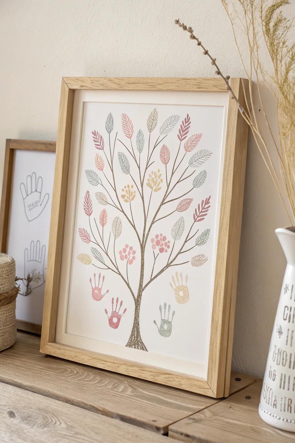 Preserve family ties with this DIY handprint generational botanic&mdash;where each leaf conveys a story. 🌿👶