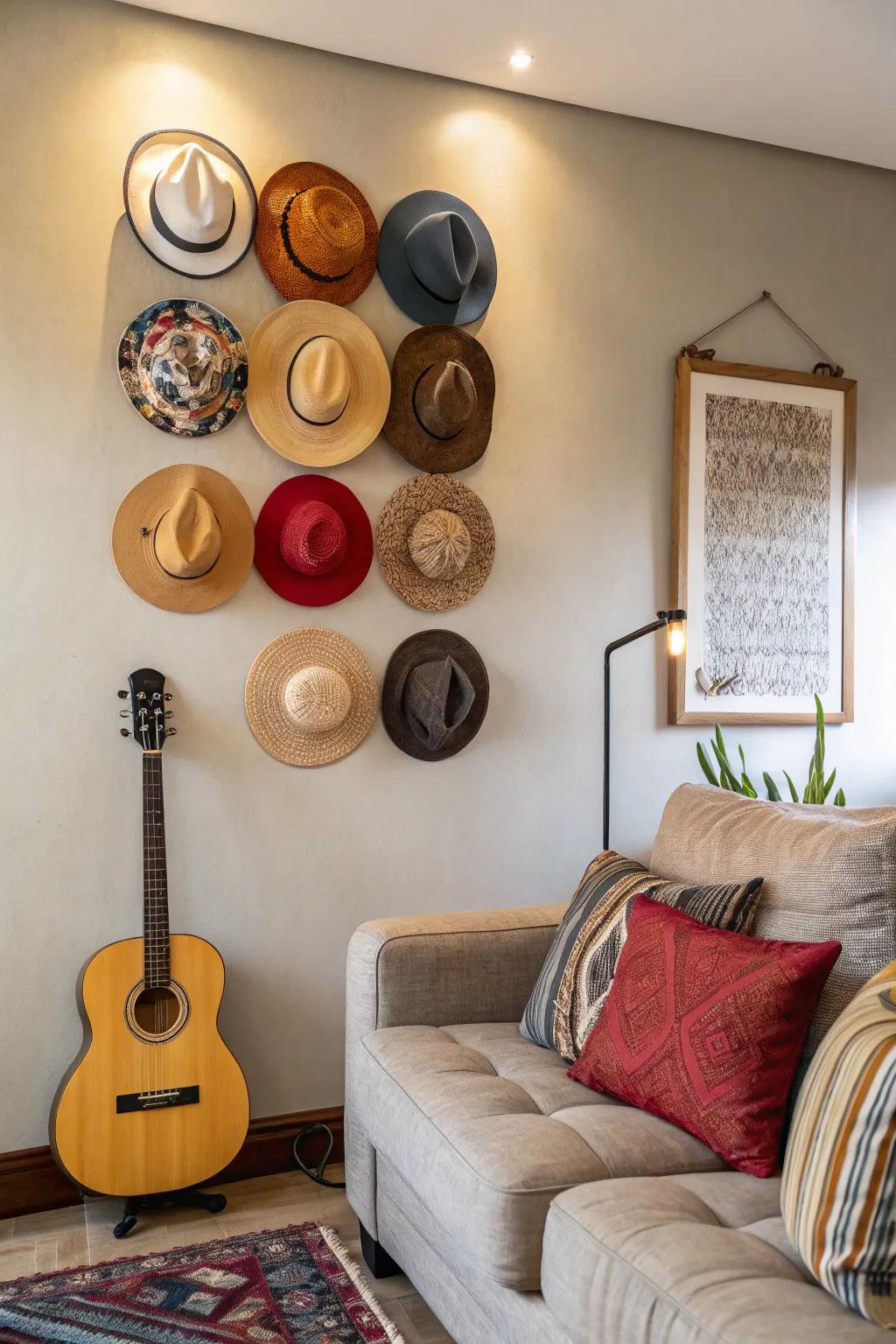 Transform regular items into decorations with creative wall displays.