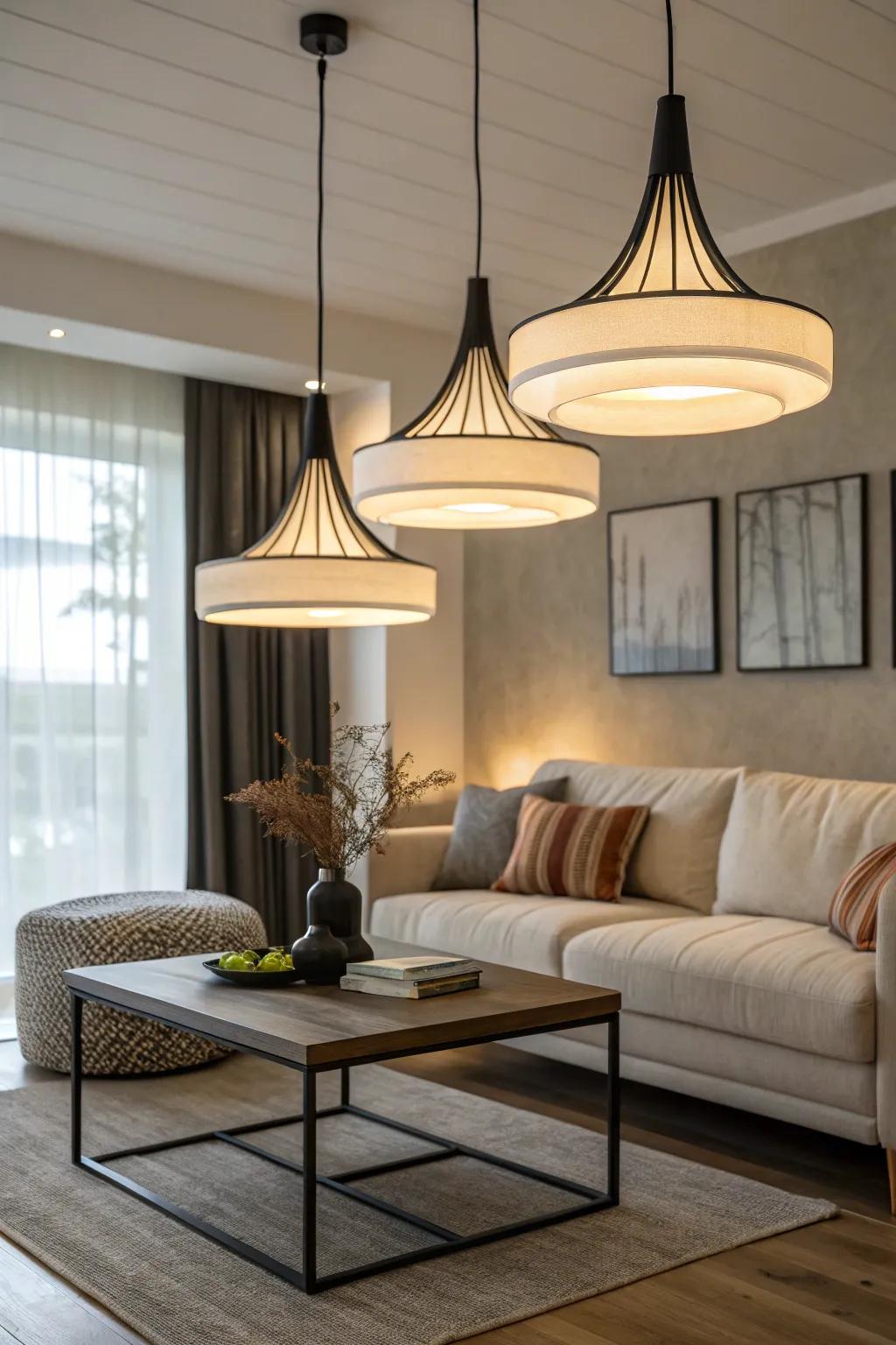 Minimalist pendant lights for a contemporary revitalization.