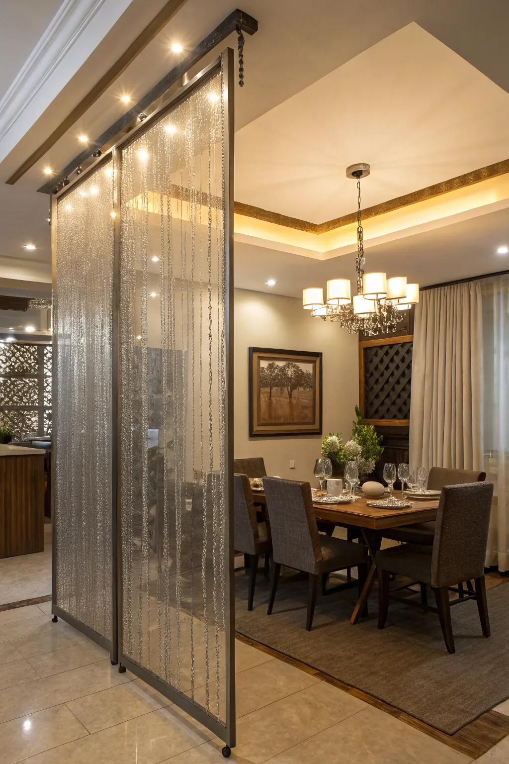 Metallic screens introduce a glimmer of glamour.