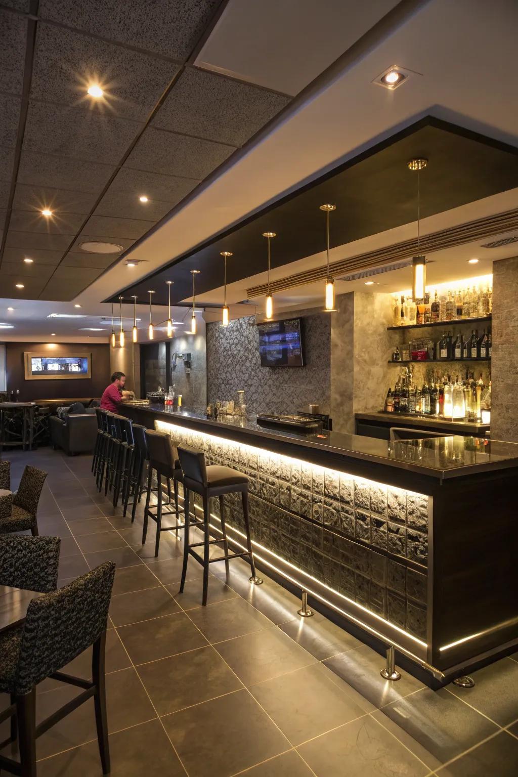 Create a stylish basement bar for entertaining guests in style.
