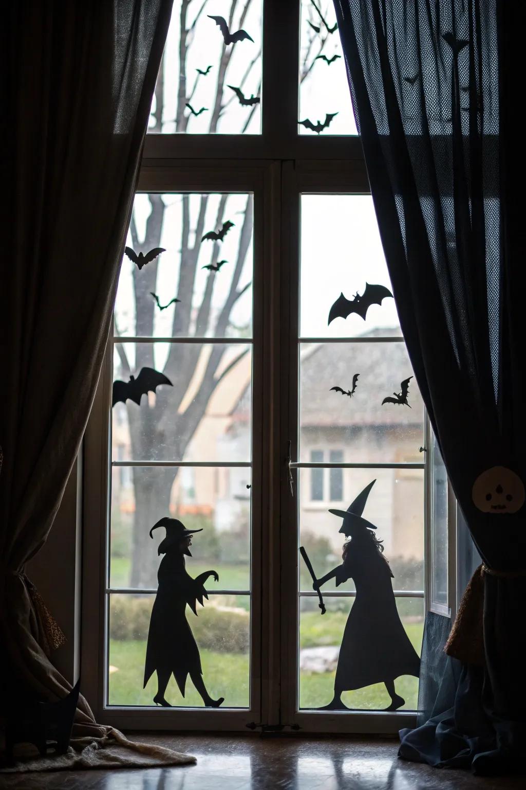 Silhouettes in windows are a simple way to add spooky flair to your home.