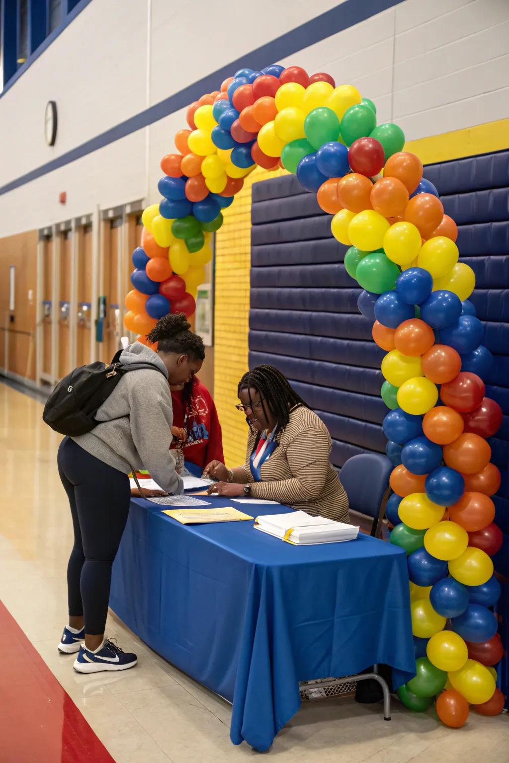 Balloons contribute a burst of color and amusement.